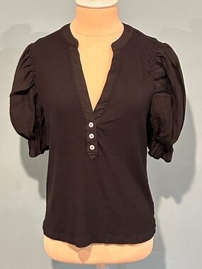 Tuckernuck Pomander Place Black Livia Puff Sleeve Top Small